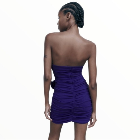 Floral Cut Out Bluish Dress Size S - Picture 8 of 11